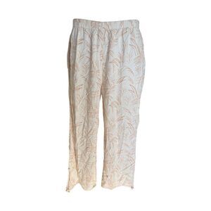 Womens Grade & Gather Palm Print Ivory Pull On Casual Pants - Sz M
